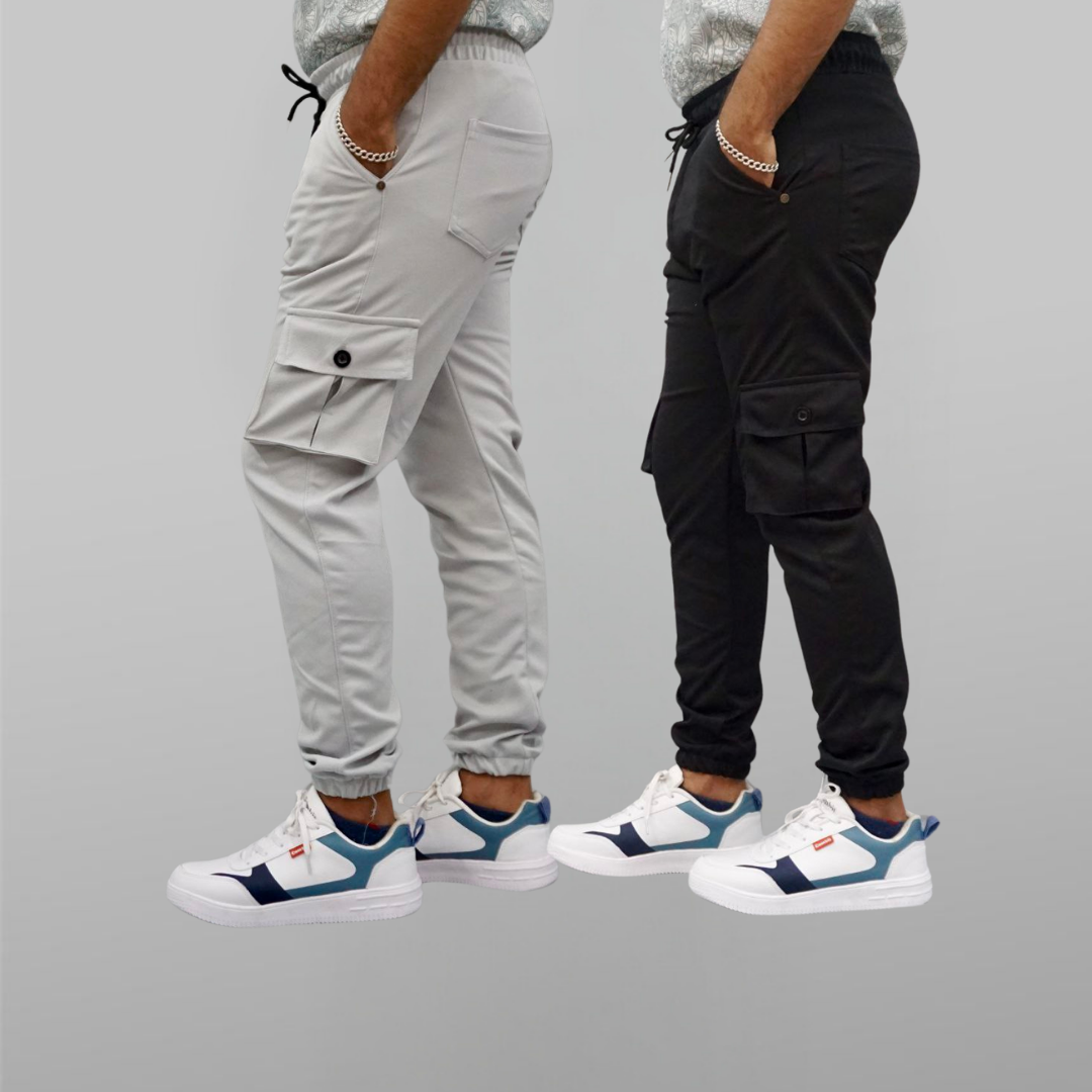 Double Your Style with Our 2-Pack Elite Cargo Joggers!